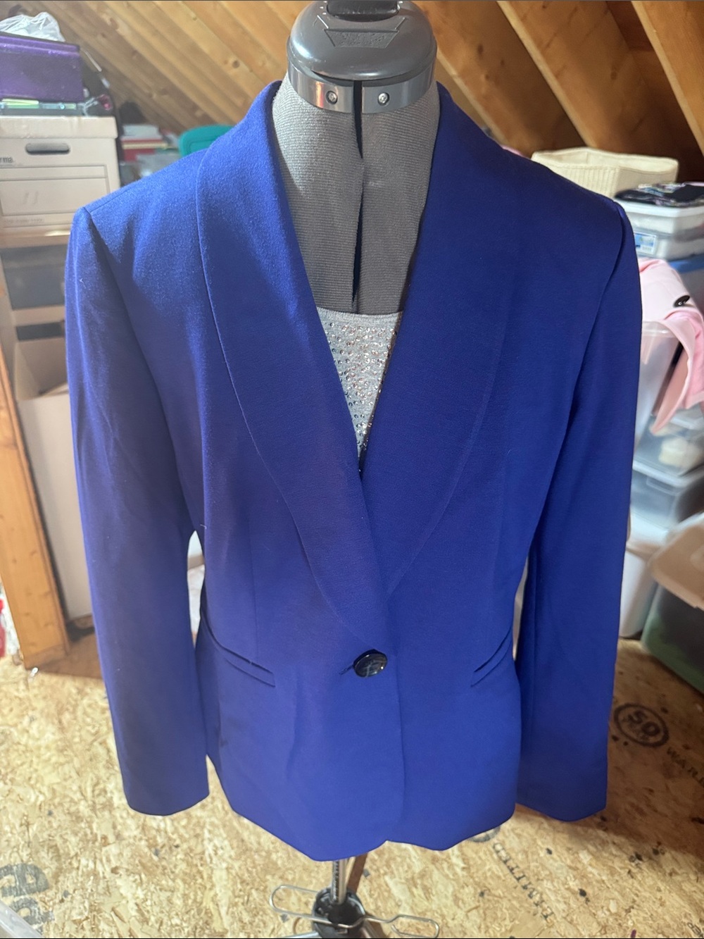 Men's Royal Blue Single-Button Shawl Lapel Blazer